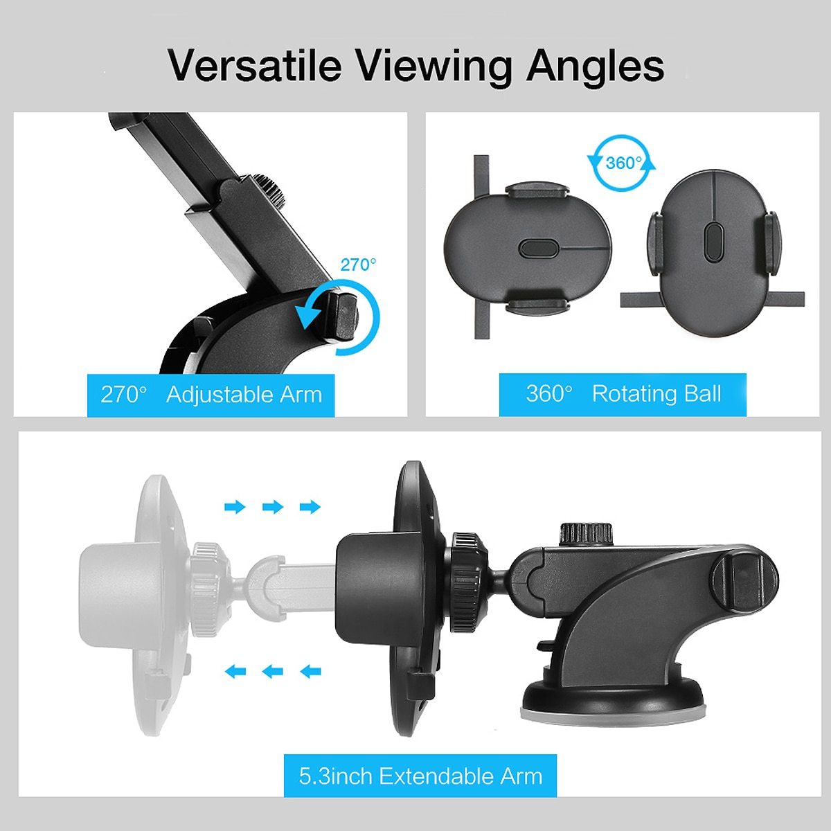 Universelle Handyhalterung fürs Auto – Teleskoparm mit Saugnapf (360° verstellbar)